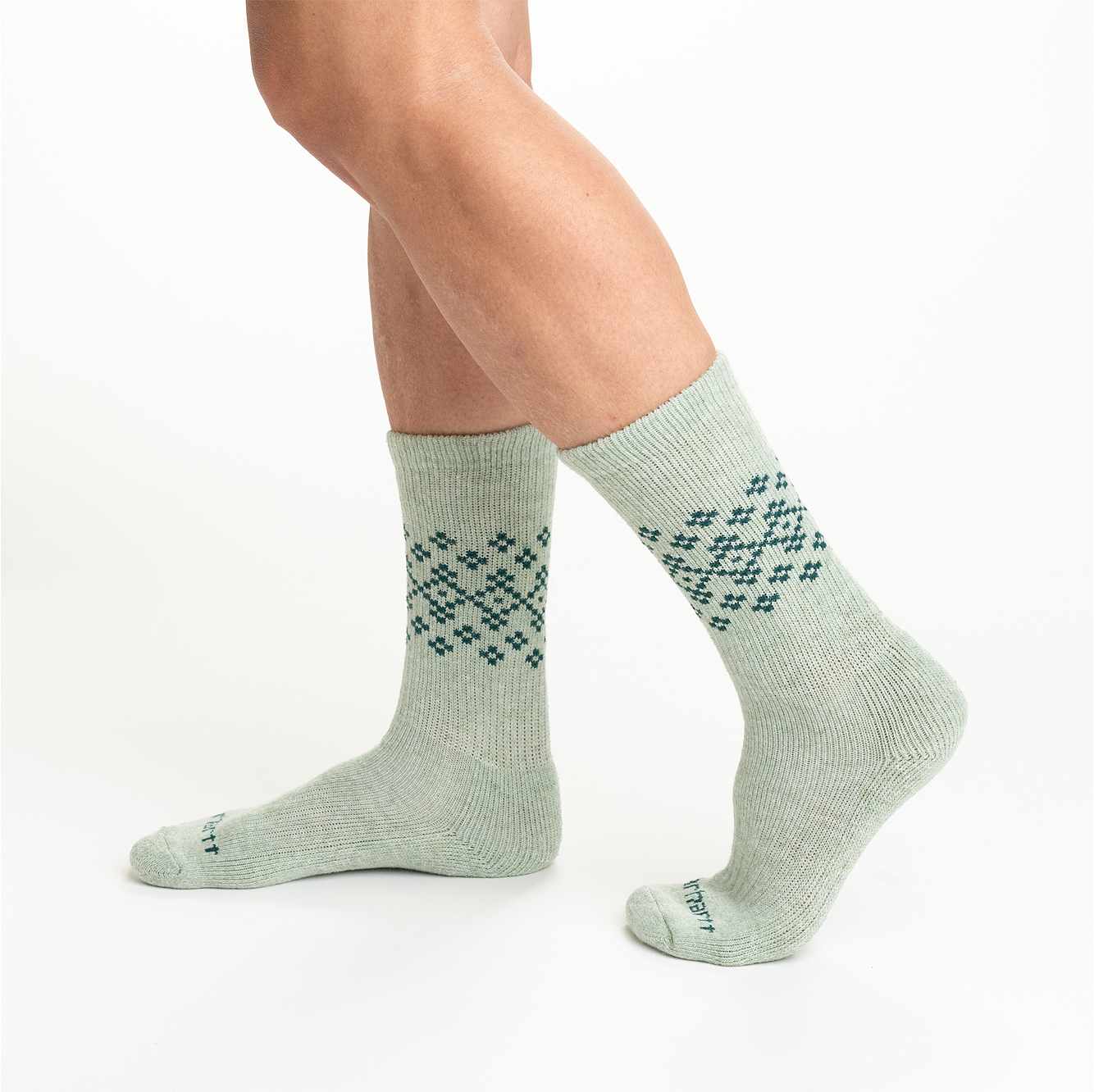 Women's Midweight Synthetic-Wool Blend Fairisle Crew Sock 2-Pack